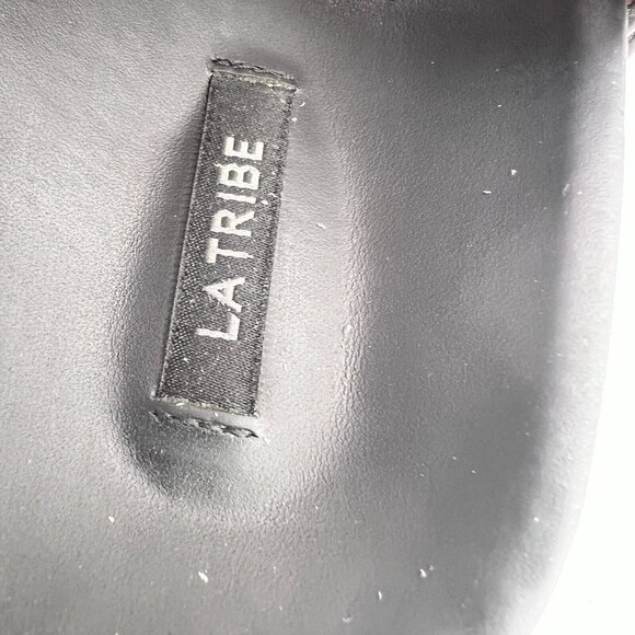 LA Tribe Women Size EU 40 US 9 Brown Leather Ankle Buckle Studed Platform Sandal - Picture 14 of 15